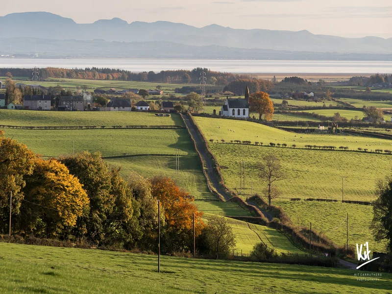 Mouswald & The Lake District Looking Over to Mouswald Parish Church, The Solway Firth and The Northern Lake District
